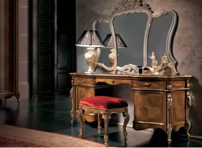 Dressing table bedroom stool mirror wood suite designer furniture set